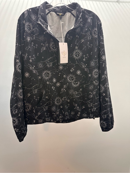 Johnny Was Tops - Johnny Was Bee Active Black Celestial-Print Pullover Hoodie